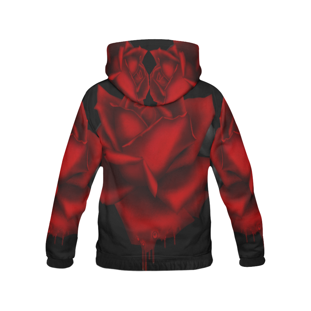 Dark Gothic Rose All Over Print Hoodie for Women (USA Size) (Model H13)