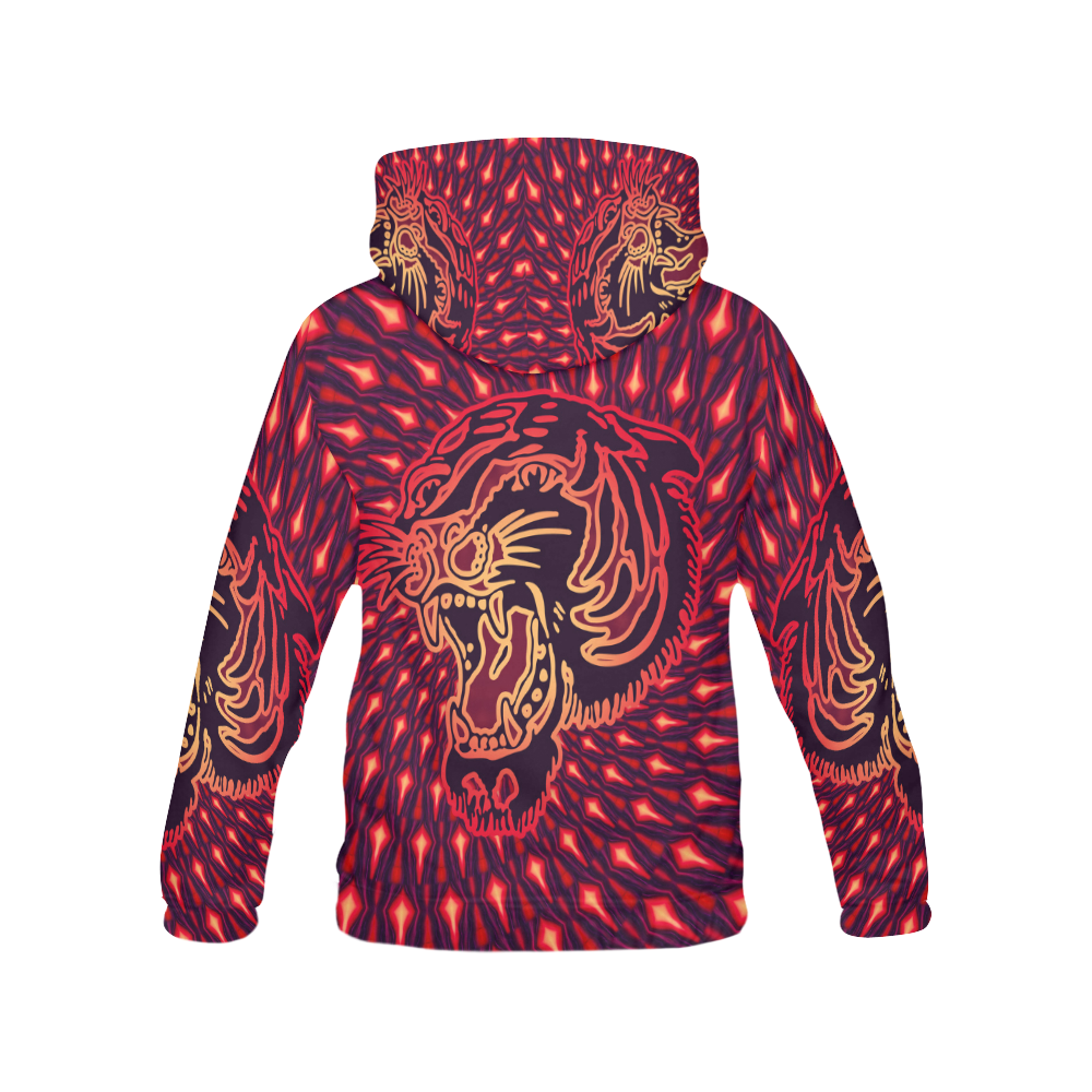 Roaring TIGER TATTOO Red Black EXPLOSION All Over Print Hoodie for Men (USA Size) (Model H13)