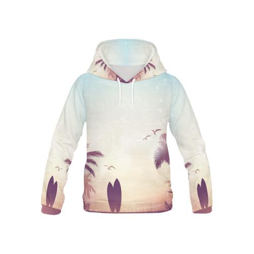 Tropical Summer Landscape All Over Print Hoodie for Kid (USA Size) (Model H13)