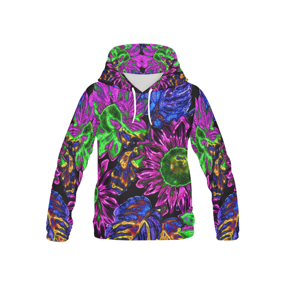 amazing neon floral 1 All Over Print Hoodie for Kid (USA Size) (Model H13)