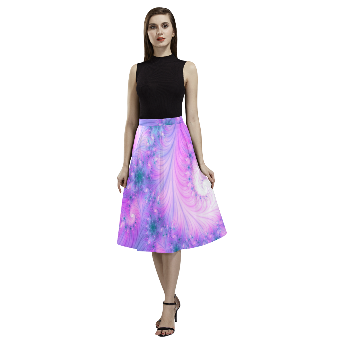Chic and elegant spiral fractal Aoede Crepe Skirt (Model D16)
