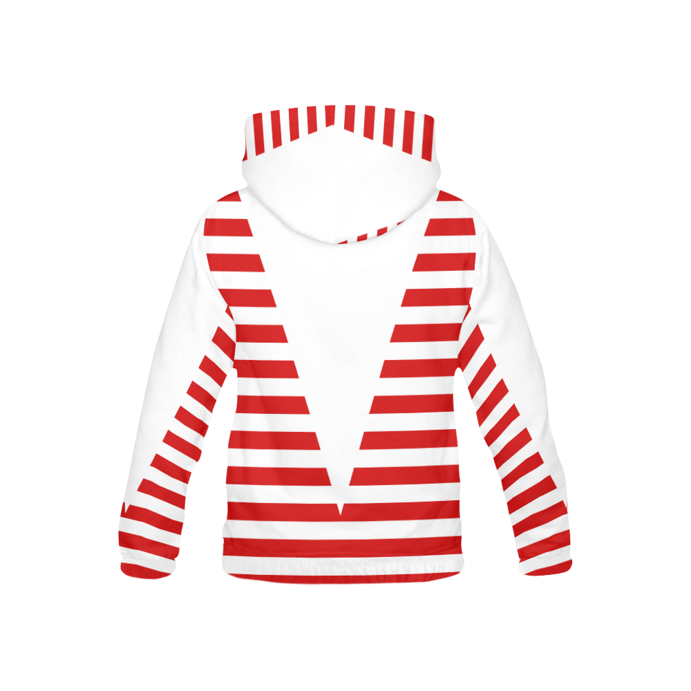 Geometric Style White solid Stripes Big Triangle All Over Print Hoodie for Kid (USA Size) (Model H13)