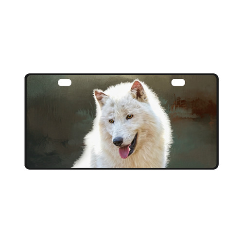 A wonderful painted arctic wolf License Plate