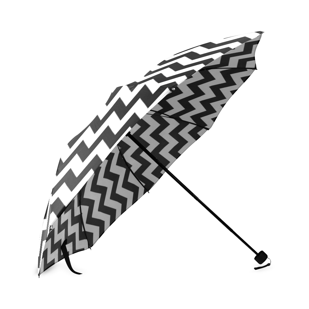 Black Chevron Foldable Umbrella (Model U01)