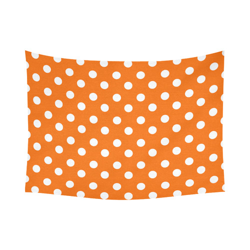 Orange Polka Dots Cotton Linen Wall Tapestry 80"x 60"
