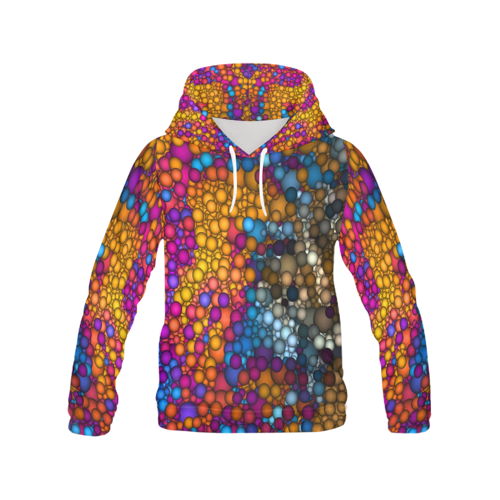 Dotted Gradients Chaos Pattern multicolored All Over Print Hoodie for Women (USA Size) (Model H13)