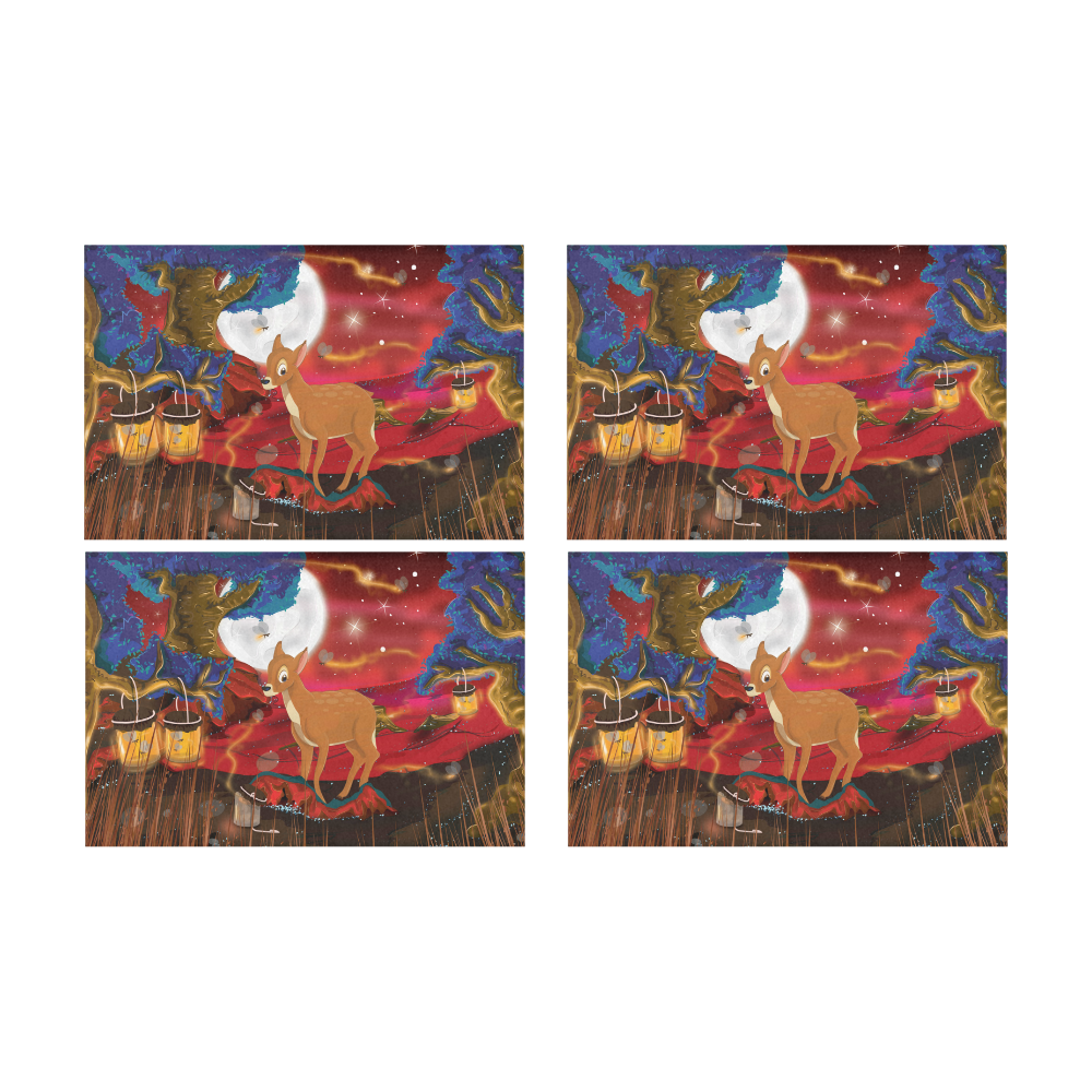 deer lanterns landscape Placemat 12’’ x 18’’ (Set of 4)