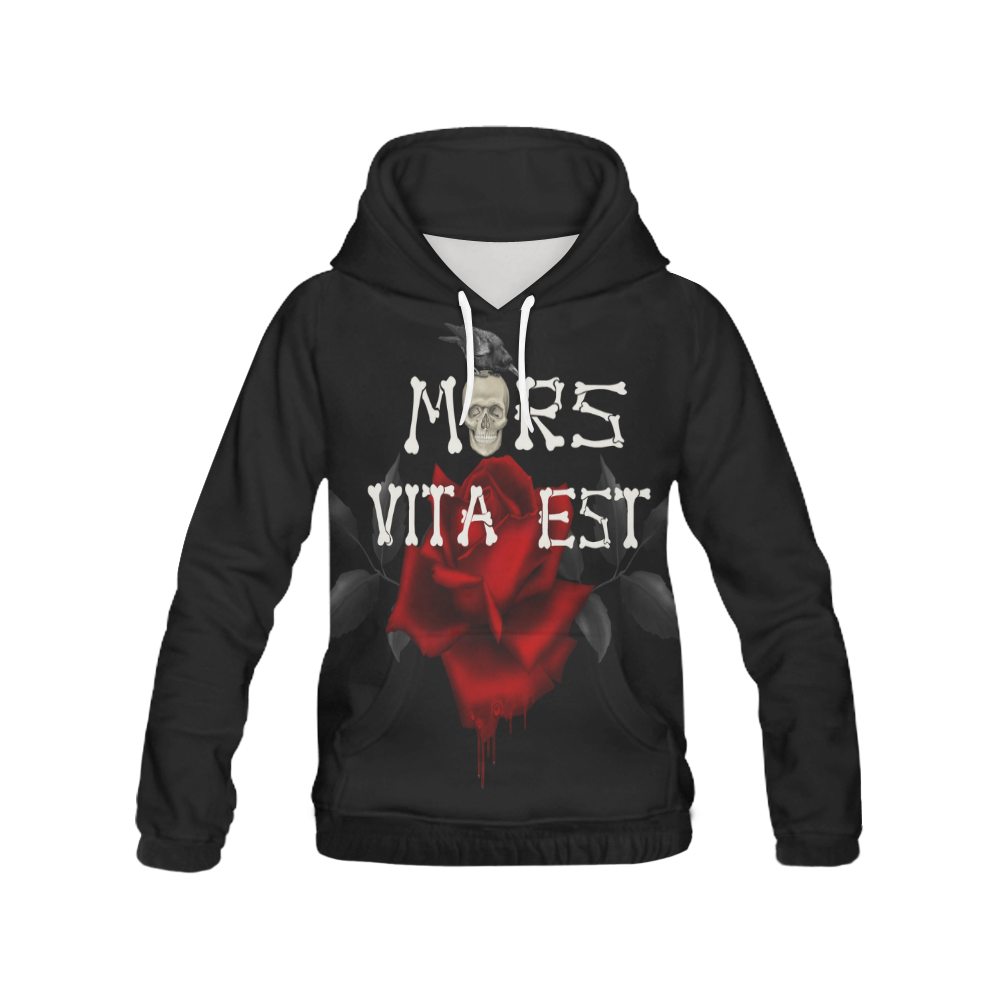 Gothic Skull With Rose and Raven All Over Print Hoodie for Men (USA Size) (Model H13)