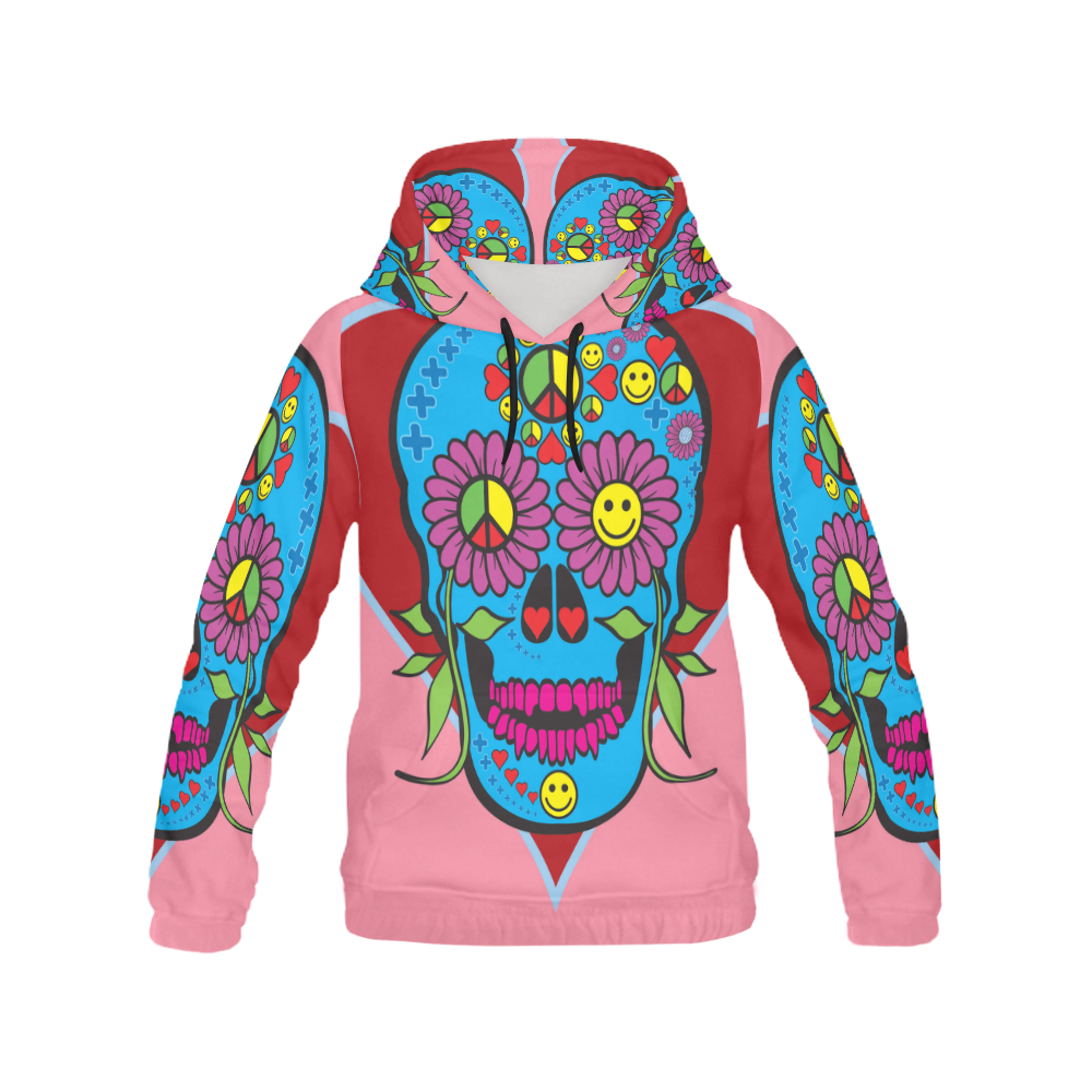 Sugar Peace Skull All Over Print Hoodie for Women (USA Size) (Model H13)