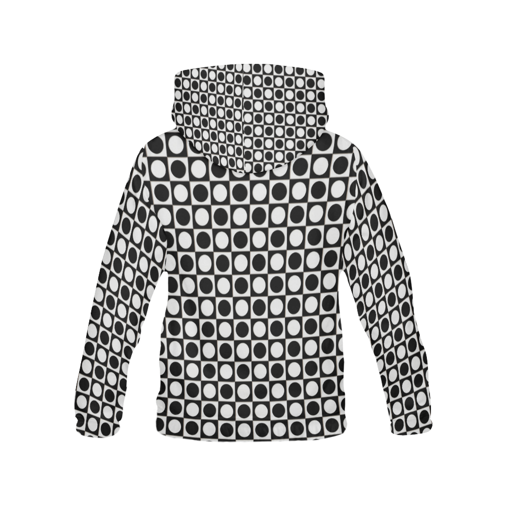 Modern DOTS in SQUARES pattern - black white All Over Print Hoodie for Women (USA Size) (Model H13)