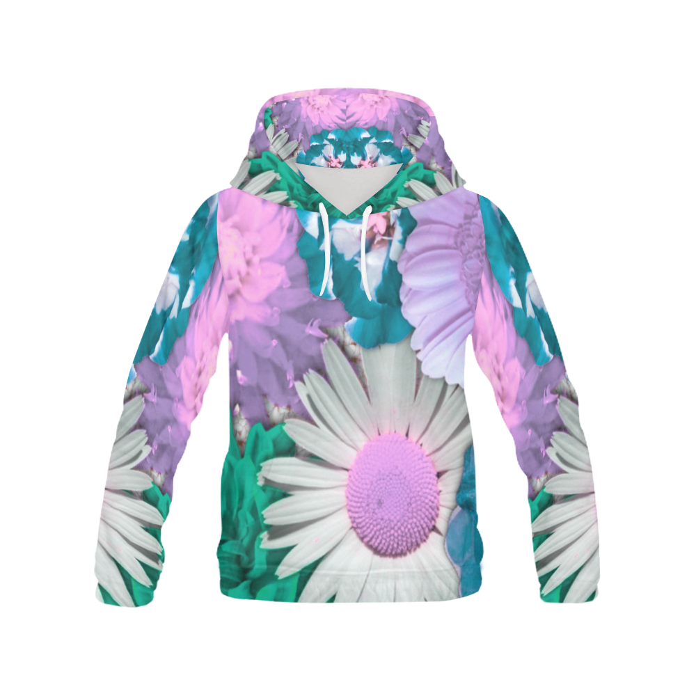 lovely flowers turquoise All Over Print Hoodie for Men (USA Size) (Model H13)