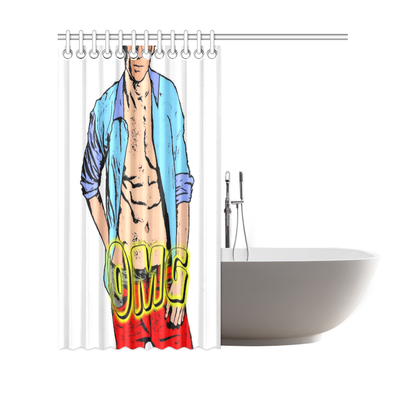 What a Men Popart by Nico Bielow Shower Curtain 69"x70"