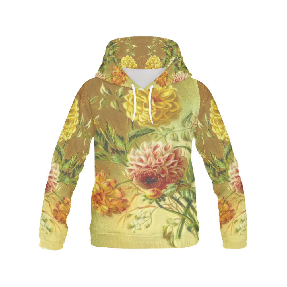 Lovely Vintage Flowers Dahlia And Jasmine All Over Print Hoodie for Women (USA Size) (Model H13)