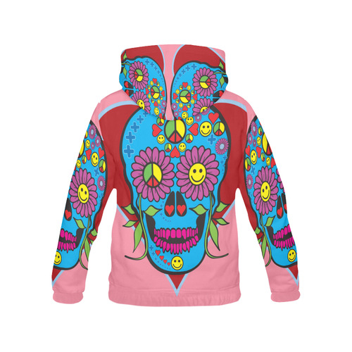Sugar Peace Skull All Over Print Hoodie for Women (USA Size) (Model H13)