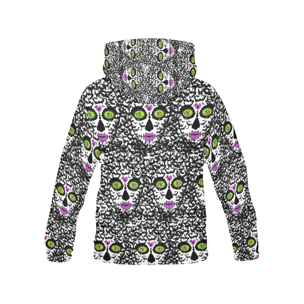 sugarskull gone batty All Over Print Hoodie for Women (USA Size) (Model H13)