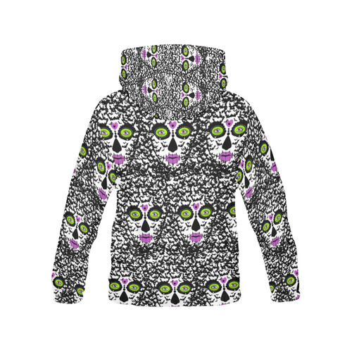 sugarskull gone batty All Over Print Hoodie for Women (USA Size) (Model H13)