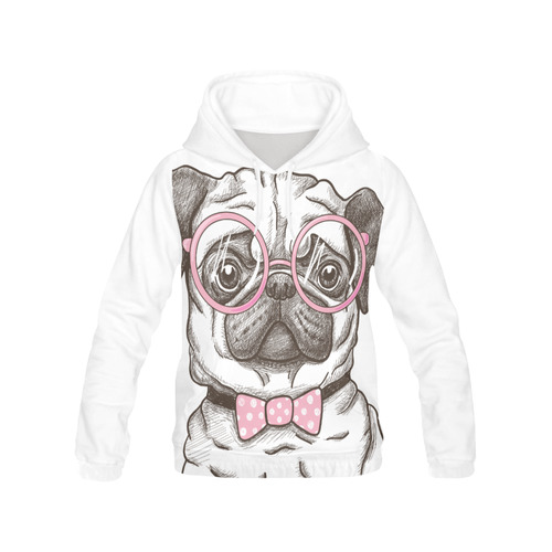 pug in glasses All Over Print Hoodie for Women (USA Size) (Model H13)