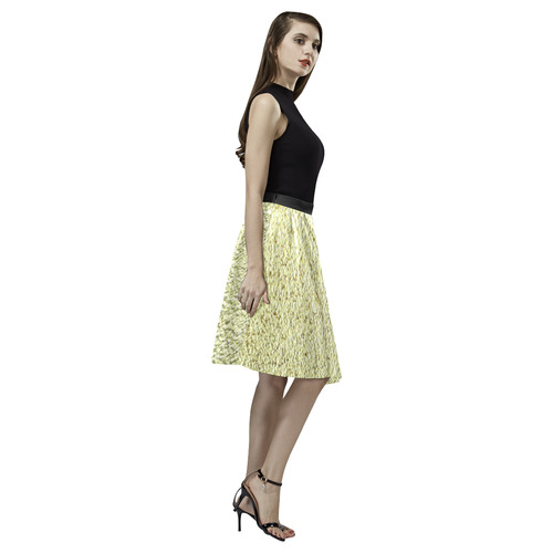 Gold Glam Light Melete Pleated Midi Skirt (Model D15)