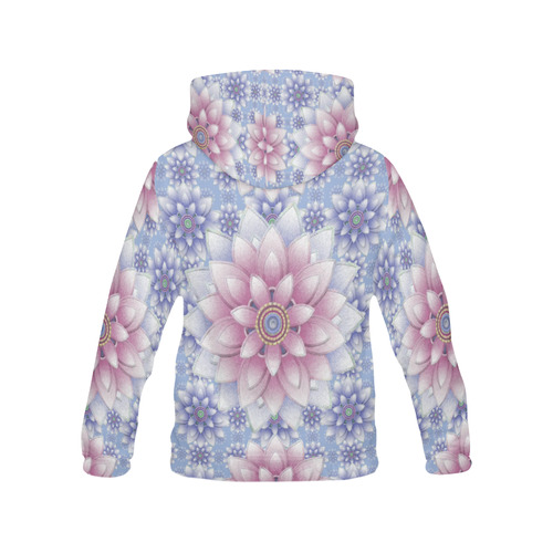 Ornaments pink+blue, pattern All Over Print Hoodie for Women (USA Size) (Model H13)
