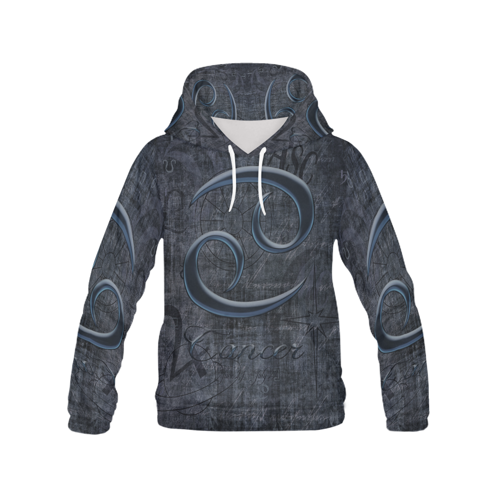 Astrology Zodiac Sign Cancer in Grunge Style All Over Print Hoodie for Men (USA Size) (Model H13)