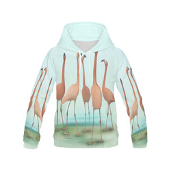 Flamingo Mingle, watercolor, birds All Over Print Hoodie for Men (USA Size) (Model H13)