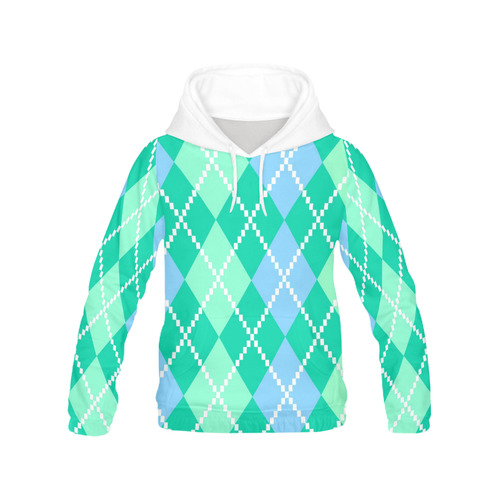 Designers hoodie : design blocks cyan All Over Print Hoodie for Women (USA Size) (Model H13)