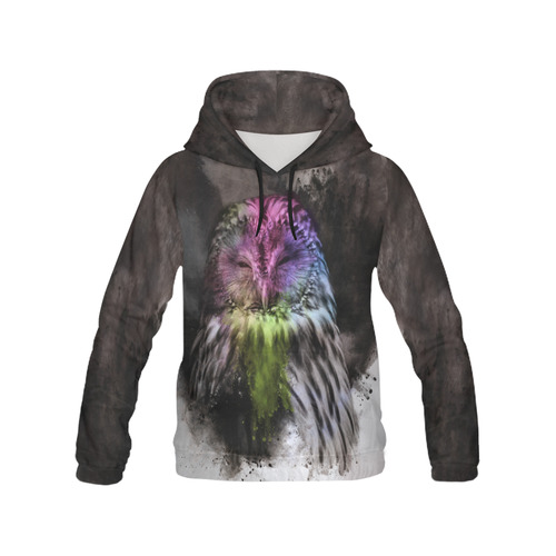 Abstract colorful owl All Over Print Hoodie for Men (USA Size) (Model H13)
