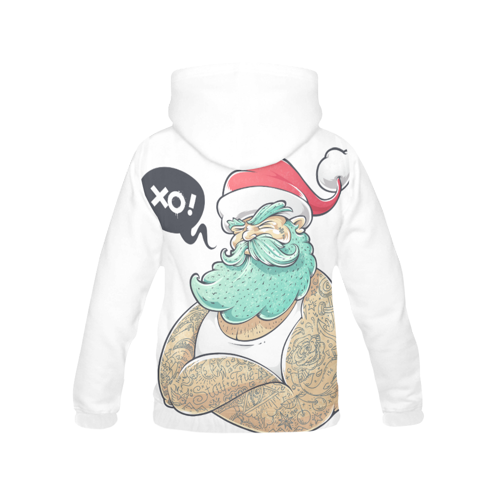 Hipster Santa Claus, Christmas All Over Print Hoodie for Women (USA Size) (Model H13)