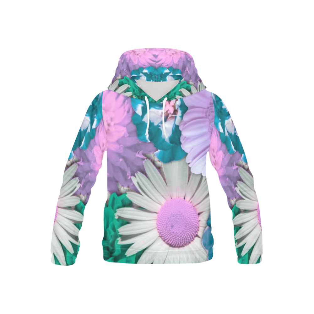 lovely flowers turquoise All Over Print Hoodie for Kid (USA Size) (Model H13)