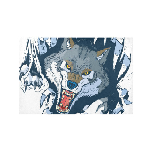wolf mascot ripping Placemat 12’’ x 18’’ (Set of 4)