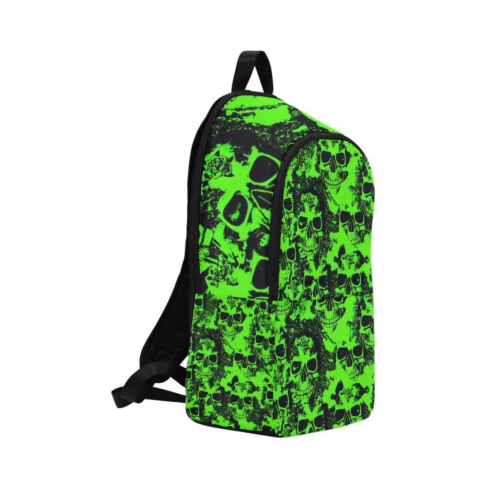 cloudy Skulls black green by JamColors Fabric Backpack for Adult (Model 1659)