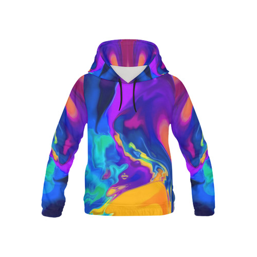 The PERFECT WAVE abstract multicolored All Over Print Hoodie for Kid (USA Size) (Model H13)