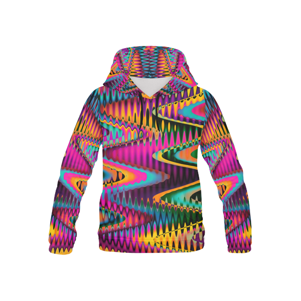 WAVES DISTORTION chevrons multicolored All Over Print Hoodie for Kid (USA Size) (Model H13)