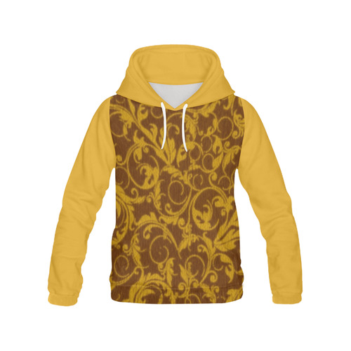 Vintage Swirls Mango All Over Print Hoodie for Women (USA Size) (Model H13)