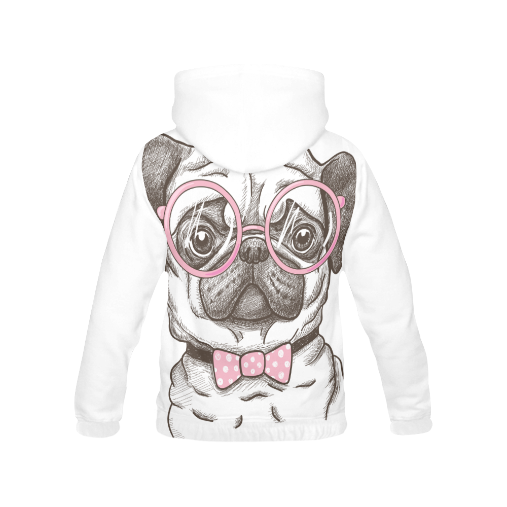 pug in glasses All Over Print Hoodie for Women (USA Size) (Model H13)