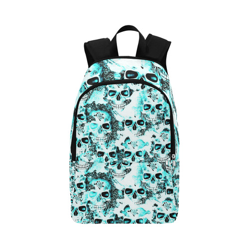 cloudy Skulls white aqua by JamColors Fabric Backpack for Adult (Model 1659)