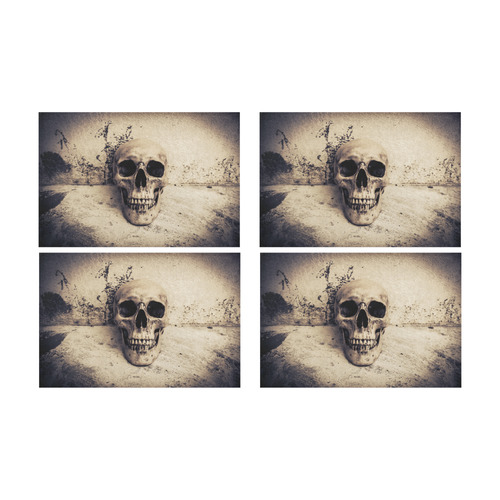 skull on ruins place Placemat 12’’ x 18’’ (Set of 4)