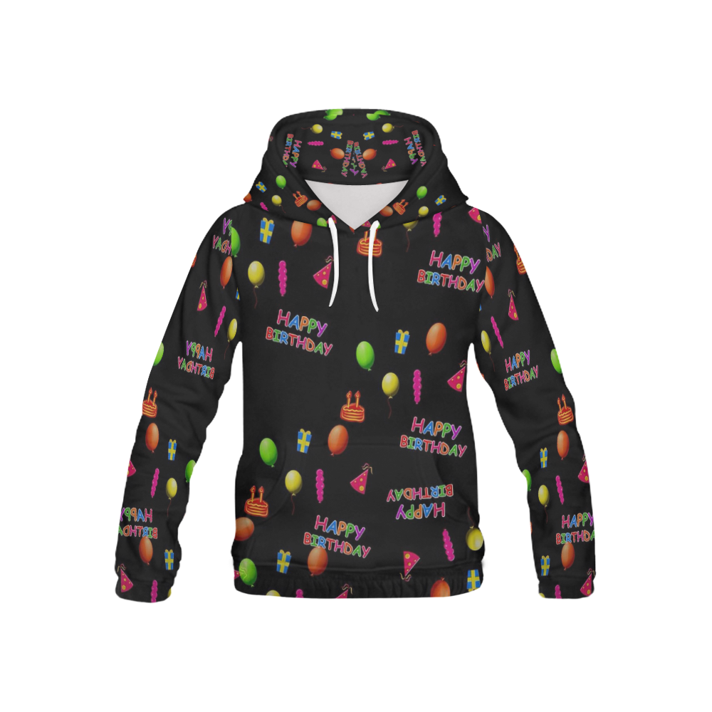 happy birthday, black All Over Print Hoodie for Kid (USA Size) (Model H13)