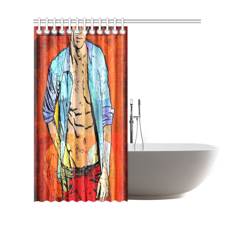 What a Men Popart by Nico Bielow Shower Curtain 69"x70"