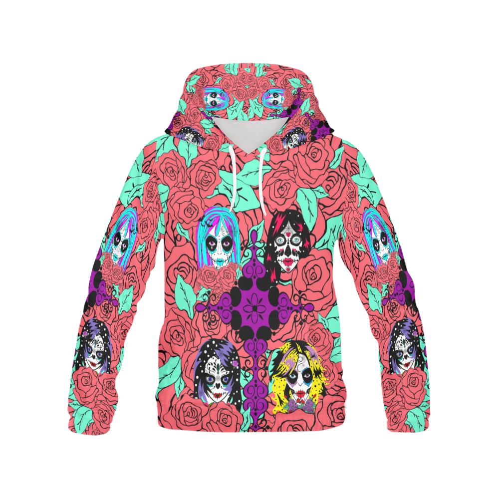 sugarskull-sisters-4 All Over Print Hoodie for Women (USA Size) (Model H13)