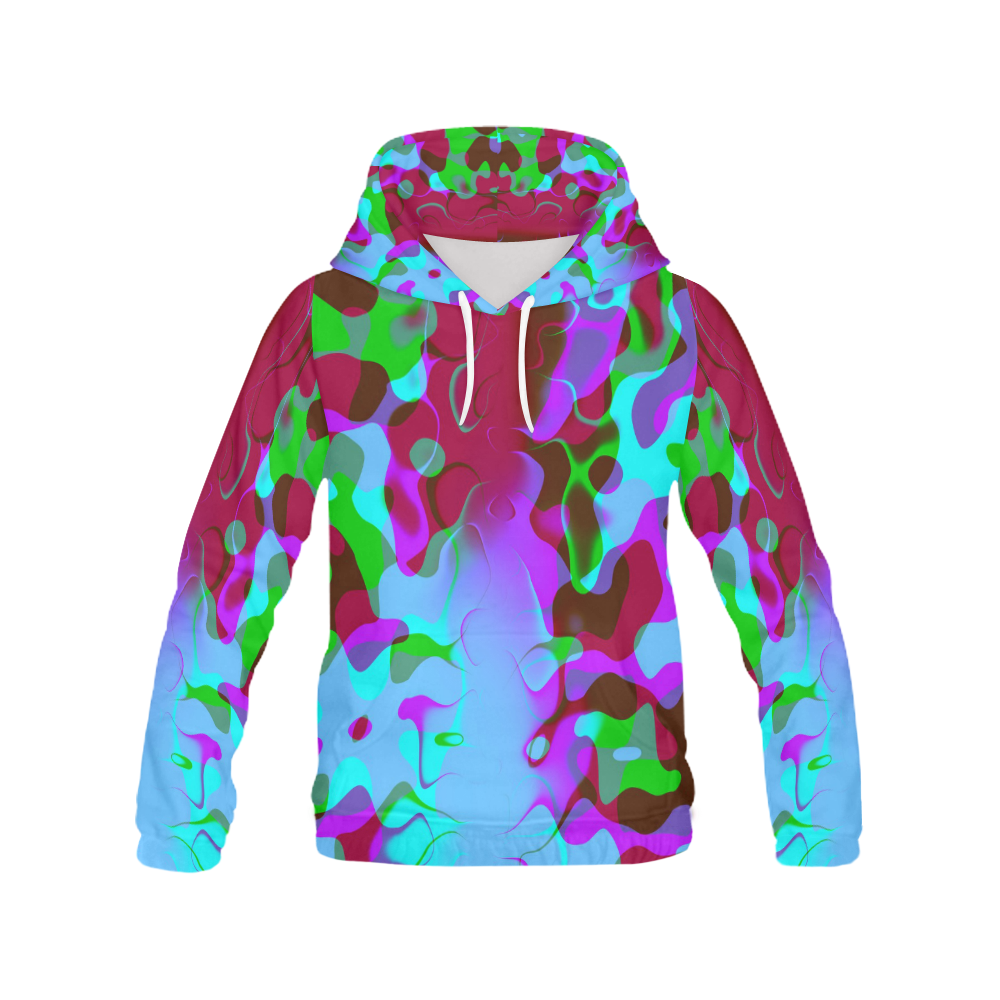 Abstract Retro Colorsplash All Over Print Hoodie for Women (USA Size) (Model H13)