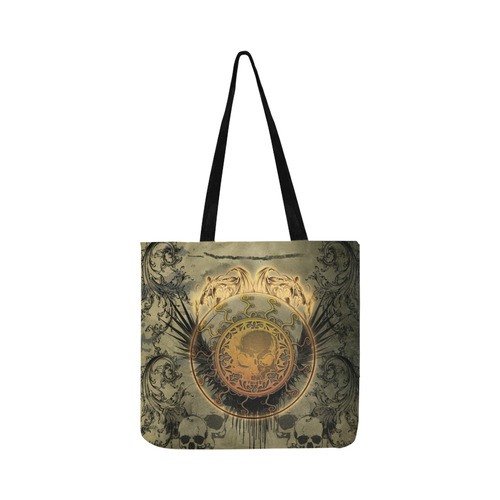 Awesome skulls on round button Reusable Shopping Bag Model 1660 (Two sides)