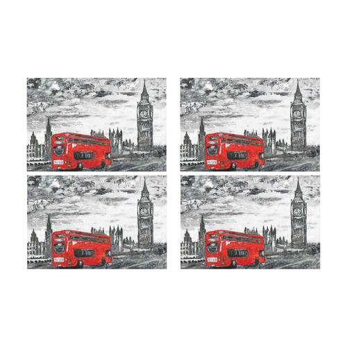 Big Ben Red Bus Placemat 12’’ x 18’’ (Set of 4)