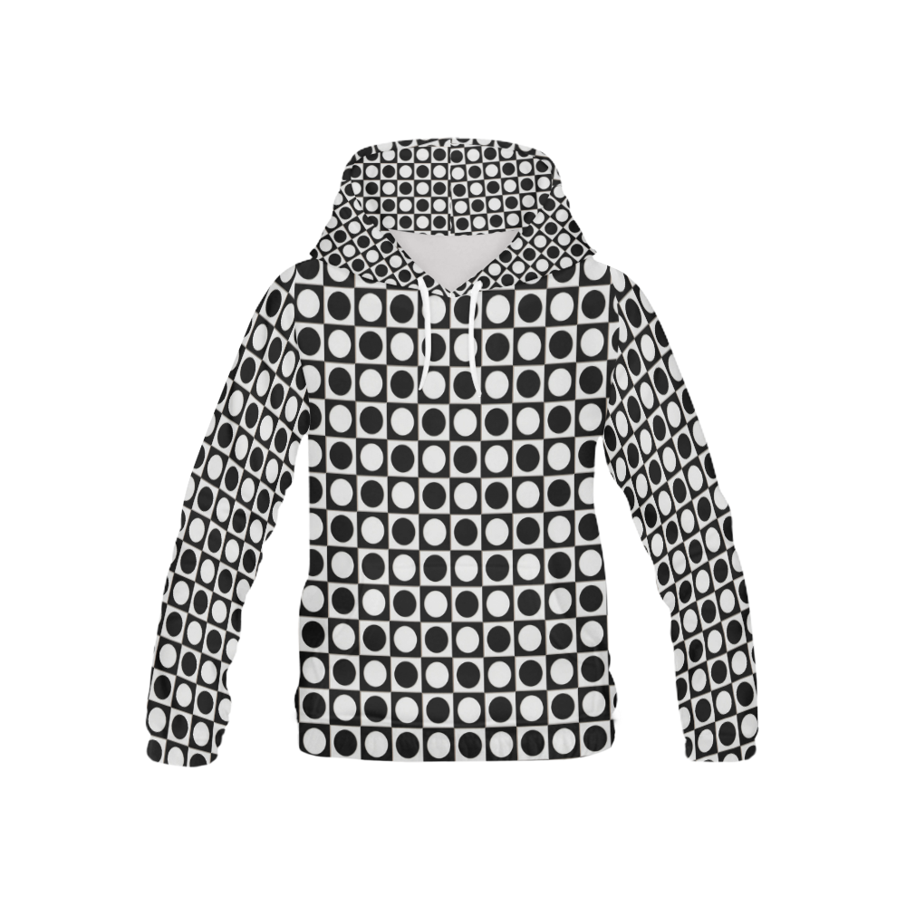 Modern DOTS in SQUARES pattern - black white All Over Print Hoodie for Kid (USA Size) (Model H13)