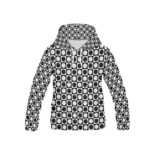 Modern DOTS in SQUARES pattern - black white All Over Print Hoodie for Kid (USA Size) (Model H13)