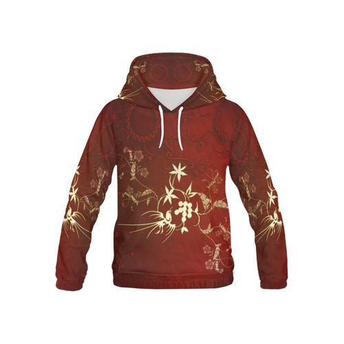 Golden fantasy birds All Over Print Hoodie for Kid (USA Size) (Model H13)
