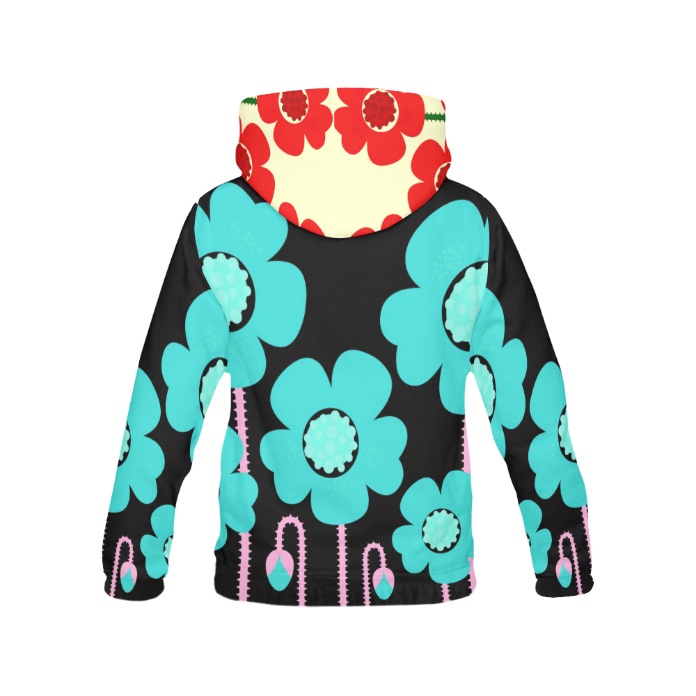 DESIGNERS HOODIE : BIG FLOWERS All Over Print Hoodie for Women (USA Size) (Model H13)