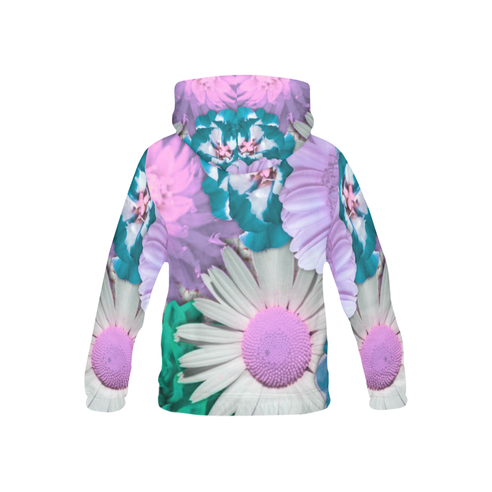 lovely flowers turquoise All Over Print Hoodie for Kid (USA Size) (Model H13)