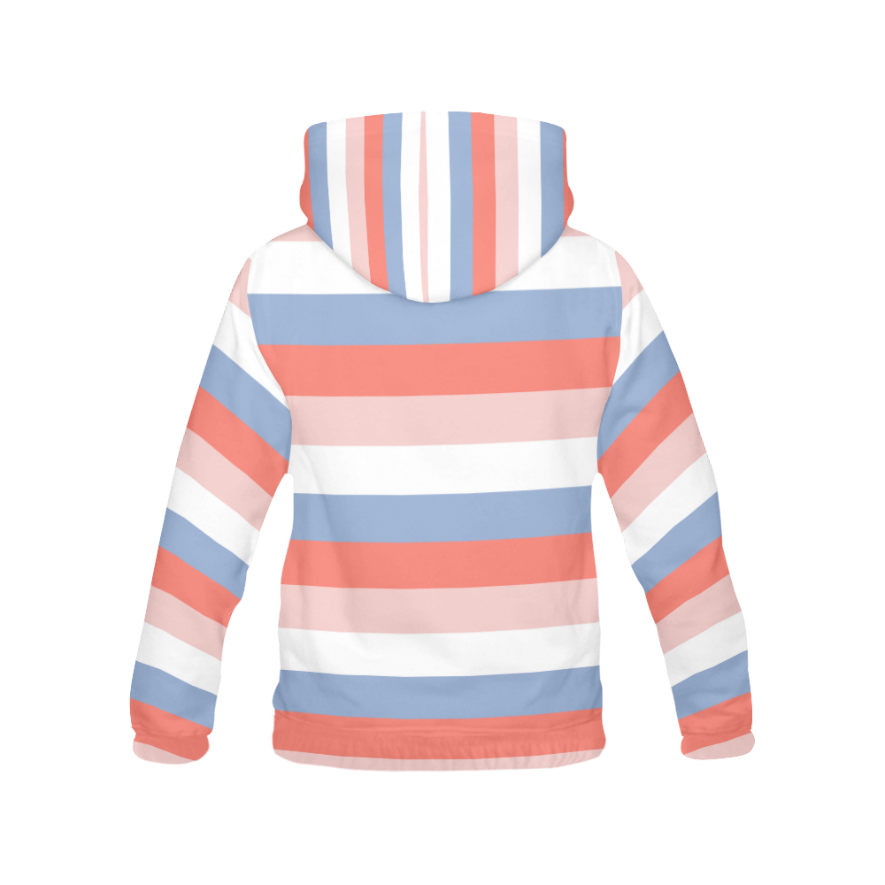 Designers hoodie : with stripes 60s All Over Print Hoodie for Women (USA Size) (Model H13)