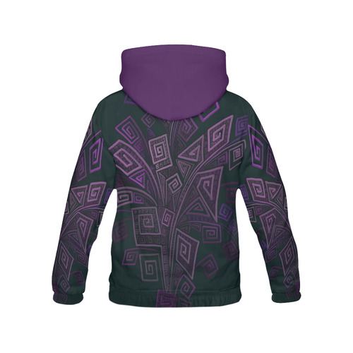 Psychedelic 3D Square Spirals - purple All Over Print Hoodie for Men (USA Size) (Model H13)